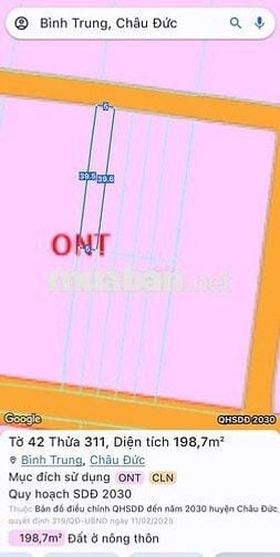 Bán gấp 5 lô liền kề, thôn 3, Bình Trung, huyện Châu Đức, BRVT