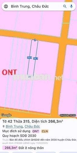 Bán gấp 5 lô liền kề, thôn 3, Bình Trung, huyện Châu Đức, BRVT