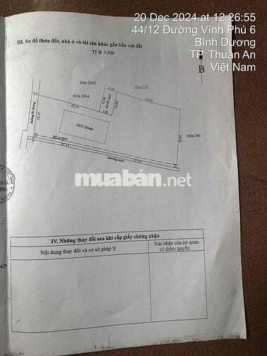 bán đất mặt tiền Vĩnh phú 04 , thổ cư 200m