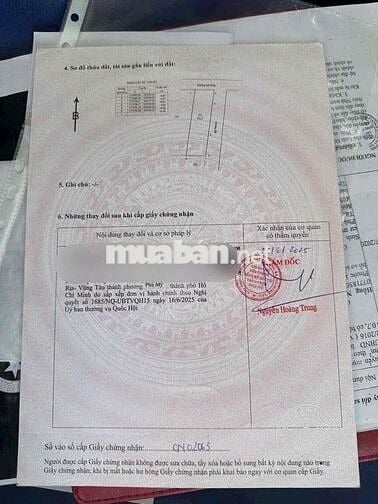 bán lô đất mỹ xuân, phú mỹ , brvt , 6x22x60tc góc 2 mặt tiền