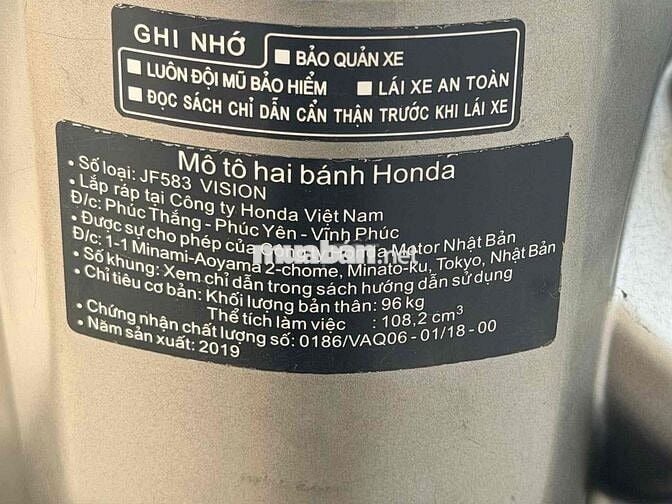 Honda Vision 2019 Smartkey Xanh bạc nâu Bstp 9 Chu