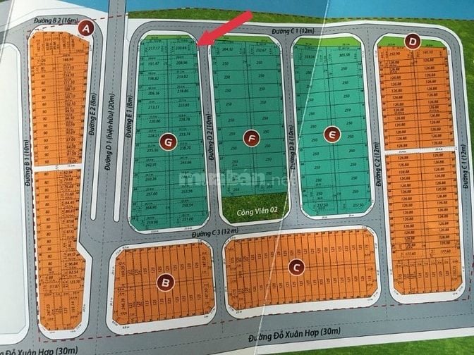 Bán đất kdc Hoàng Anh Minh Tuấn đường Đỗ Xuân Hợp Q9 (230m2) 150 tr/m2