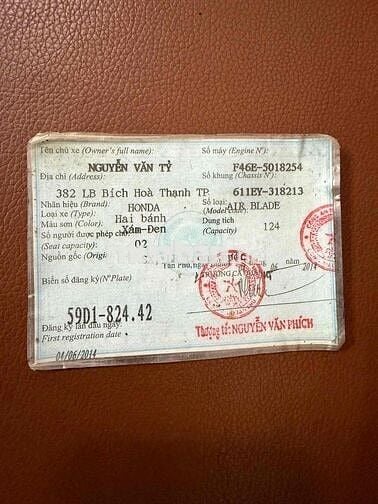 Honda Ab 6/2014 Bstp ngay chủ ký giấy