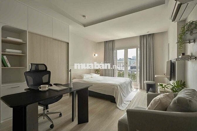 Cho Thuê Căn Hộ 1PN Quận 1 Có Ban Công– Tone Xám Sang Trọng View Rộng