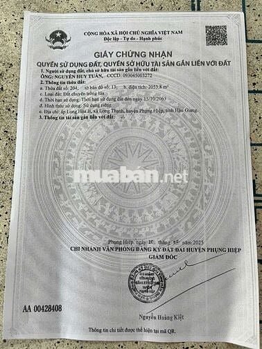 Bán đất nông nghiệp mặt tiền lộ dẫn cao tốc giá rẻ