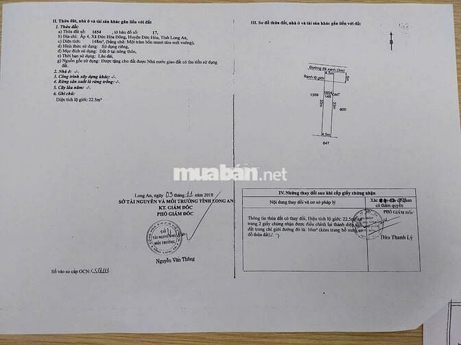 Đất thổ cư 100%, 540m2 Nguyễn Văn Dương, Đức Hòa Đông, Long An