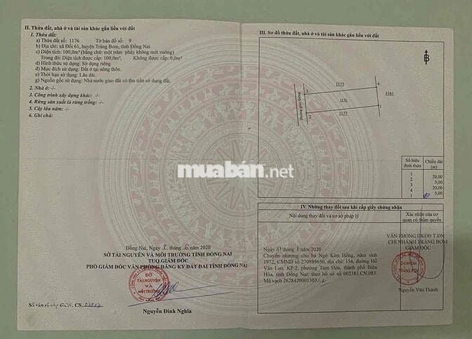 Bán lô đất mặt tiền đường nhựa gần kcn Bàu xéo