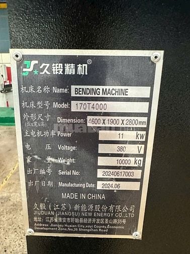 Máy chấn CNC 170T4000 Cybtouch12