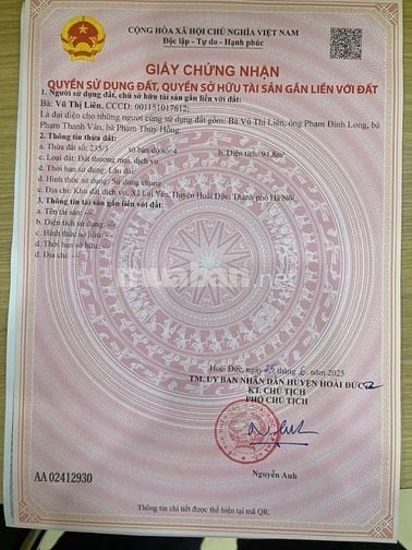 Bán lô đất 94,8m² SIÊU ĐẸP,có sẵn nhà cấp 4 mới,otođỗ cửa tại Hoài Đức