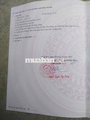 Đất thổ cư 2 MẶT TIỀN 175,7m2 phường Đông Hoà, Đắk Lắk (Phú Yên cũ)