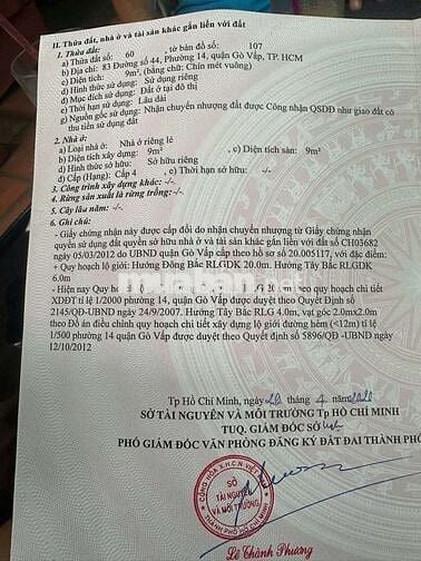 Nhà mặt tiền số 83 đường số 44 p14 dt 6x10m đúc lững