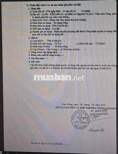 Bán căn nhà phố trung tâm Dalat