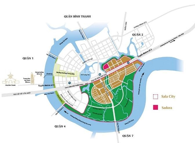 Bán Căn hộ Sala Sadora tầng cao gồm 3 phòng ngủ view đẹp 113m2