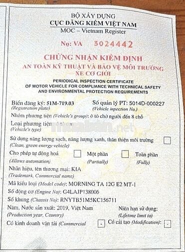 KIA MORNING 2019 SỐ SÀN 4 MÁY 1.25.