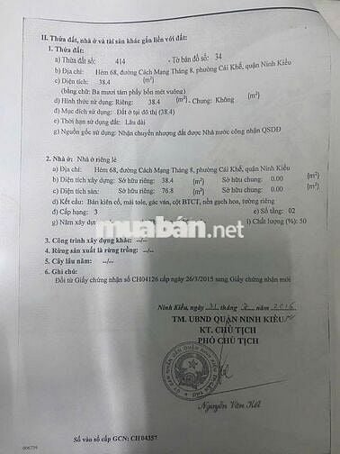 BÁN NHÀ 2 MẶT TIỀN TRUNG TÂM NINH KIỀU - HẺM 68 CMT8