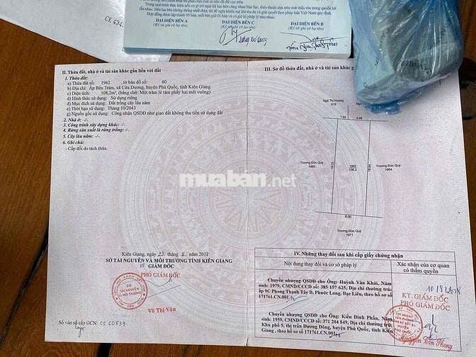 CHÍNH CHỦ BÁN LÔ ĐẤT GIÁ CHỈ 600 TRIỆU  ẤP BẾN TRÀM, CỬA DƯƠNG, PHÚ QU