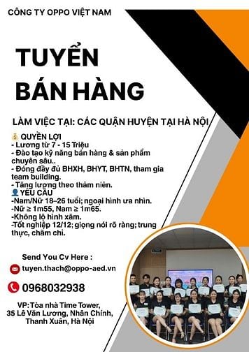 CÔNG TY OPPO VIỆT NAM – TUYỂN NHÂN VIÊN BÁN HÀNG TẠI HÀ NỘI