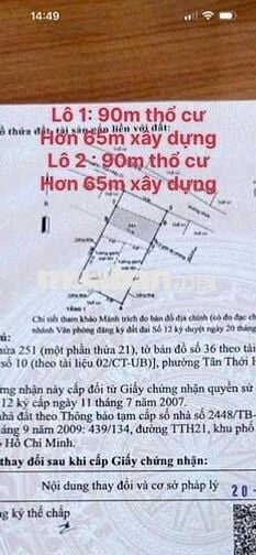 Đất mặt tiền hẻm thông 439 Đường TTH21