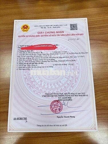 Đất mặt tiền hẻm thông 439 Đường TTH21