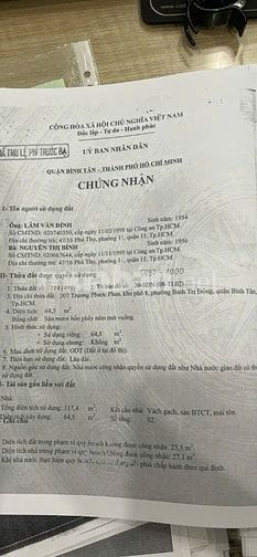 Nhà MTKD 207 Trương Phước Phan - sát chợ Bình Trị Đông.