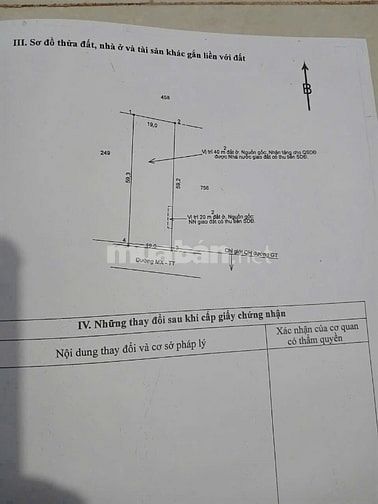 BÁN GẤP LÔ ĐẤT 20 X 60 MẶT TIỀN ĐƯỜNG NHỰA 10M LÀM XƯỞNG