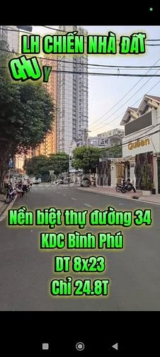 nhà cấp 4 tiện xây biệt thự 8x22.5 đường 34 KDC Bình Phú 1