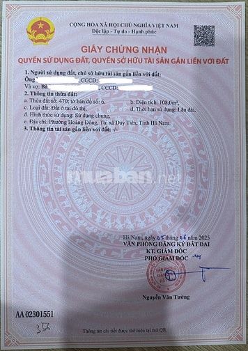 Chính Chủ Bán 29tr/m2 Đất Nền Công Viên Sông Đà 7, Duy Tiên, Hà Nam