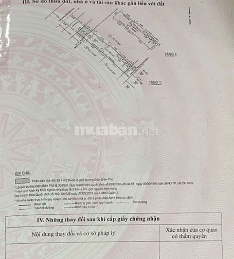 Bán nhà Quận 3, Đường Điện Biên Phủ, gần ngã tư, 214m2 đất, 2 tầng
