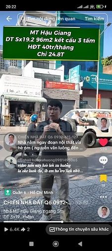 Mặt tiền Hậu Giang 5x19 vỉa hè 6m đông đúc