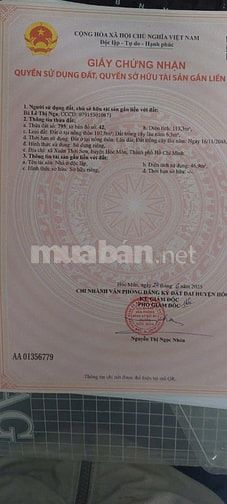 Bán đất 5*24m thổ cư. Đường Trương Thị Như. Xts Hocmon 