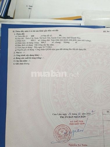 BÁN ĐẤT 2 MẶT TIỀN TỈNH LỘ 3 – THÔN CÂY XOÀI, SUỐI TÂN, CAM LÂM, 890M2