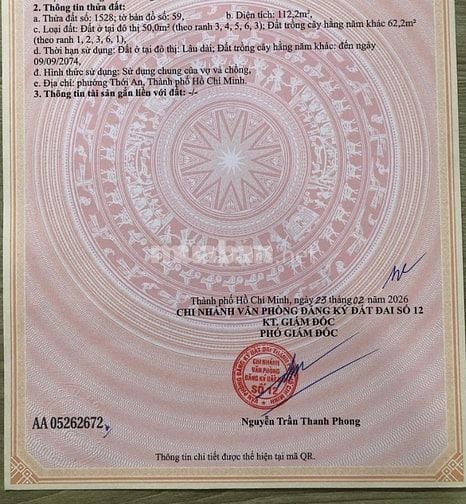 ĐẤT MẶT TIỀN ĐƯỜNG 40M2. THẠNH XUÂN. Q.12 HCM