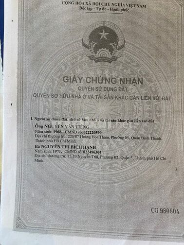 Bán nhà số 170/2 Phú Thọ Hòa, Phường Phú Thọ Hòa, Quận Tân Phú