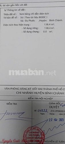 CẦN BÁN 9 LÔ ĐẤT THỔ CƯ BÌNH HƯNG, QUY ĐỨC , ĐA PHƯỚC .