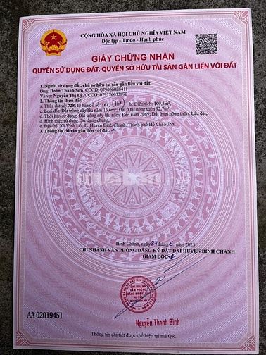 Cần bán lô đất MTKD đường 1C - thông ra Võ Văn Vân