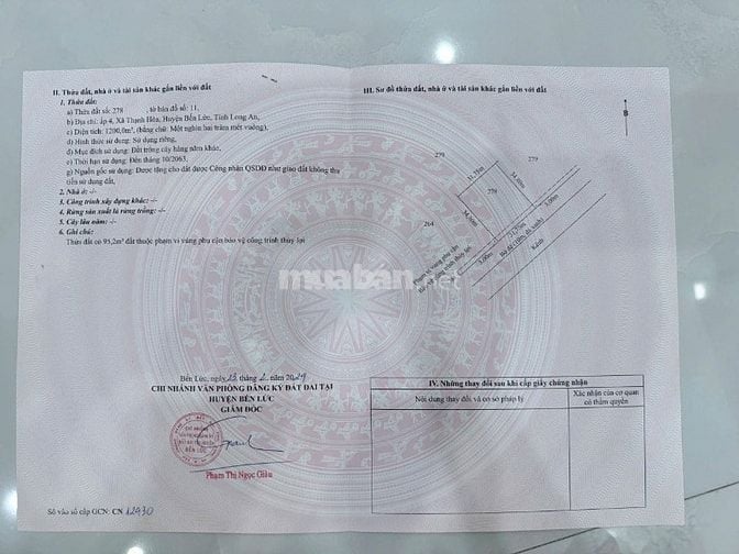 450 triệu hết sổ 1000mv ( 20 x50 ) đường 7 chỗ Thạnh Hoà - Bến Lức