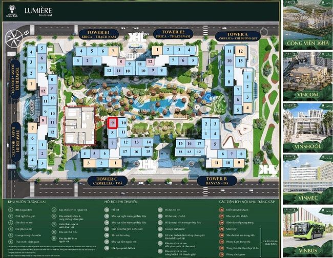 Cho thuê căn hộ 2PN, 2WC mới cao cấp, Lumière Boulevard, Vinhomes Q9