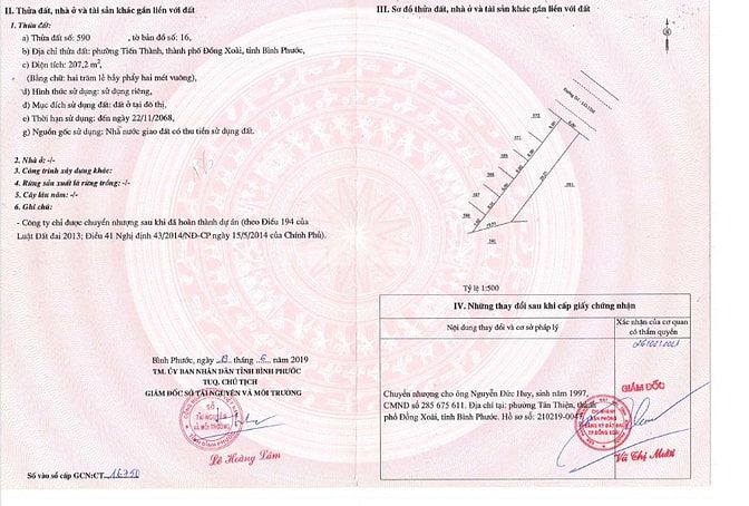 Bán tách 04 đất thửa 538, 539, 540, 590 tại Phường Đồng Xoài, Đồng Nai
