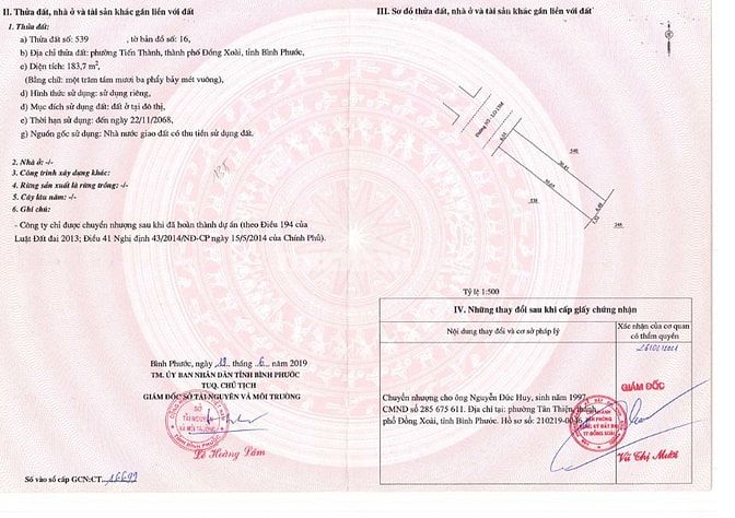 Bán tách 04 đất thửa 538, 539, 540, 590 tại Phường Đồng Xoài, Đồng Nai