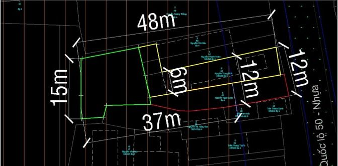 Nhà ở và đất trống mặt tiền đường quốc lộ 50