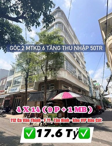 Góc 2 mặt tiền 112 Ca Văn Thỉnh. Sẵn hđ thuê 50tr. Giá 16tỷ9