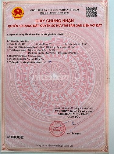 ❌ Lô đất đẹp xã Phước An, lý tưởng làm nhà vườn hoặc dãy trọ