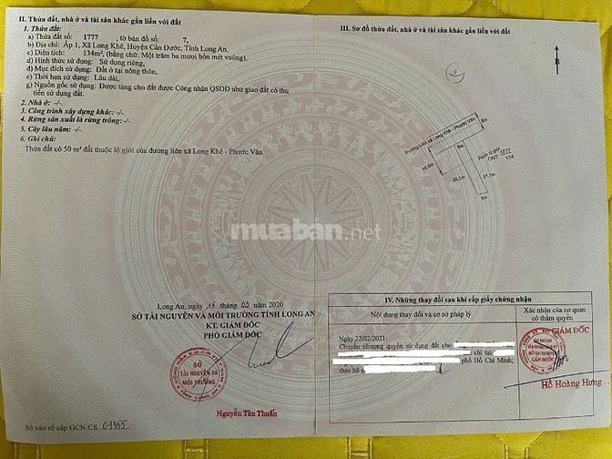 Bán đất thổ cư 5 miếng liền kề, Ấp 1, xã Long Khê, Cần Đước, Long An