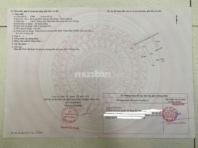 Bán đất thổ cư 5 miếng liền kề, Ấp 1, xã Long Khê, Cần Đước, Long An