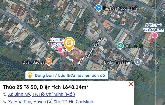 Cần bán đất thổ cư Diện tích: Ngang 5m, dài 20m kề bên KCN Đông Nam