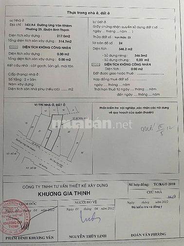 Bán nhà mặt tiền Ung Văn Khiêm. Đang cho tiệm net thuê HĐ 1tỉ/năm