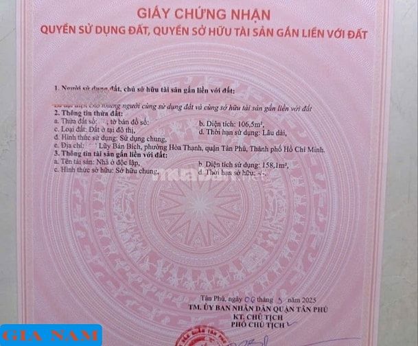 BÁN NHÀ MẶT TIỀN KINH DOANH : 380 LŨY BÁN BÍCH - P. HÒA THẠNH -TÂN PHÚ