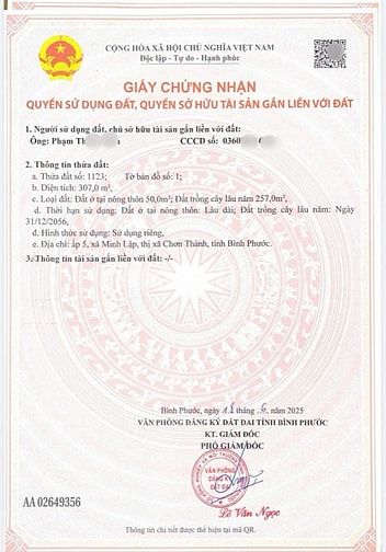 Chính chủ cần bán miếng đất vườn DT 550m2 ngay Chơn Thành Giá 150tr