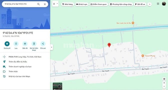 Bán 540m đát thổ cư Trà Vinh Tân Hiêp giá 300 triệu ( bán đúng giá )