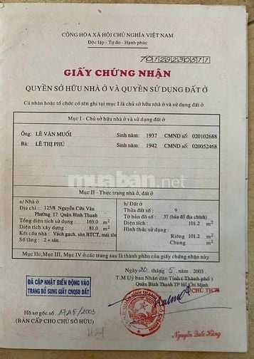 Chinh chủ bán nhà đẹp 125/8 Nguyễn Cửu Vân, Phường Gia Định, TPHCM
